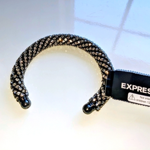 Express Rhinestone Black Cuff Bangle NWT - Picture 2 of 3